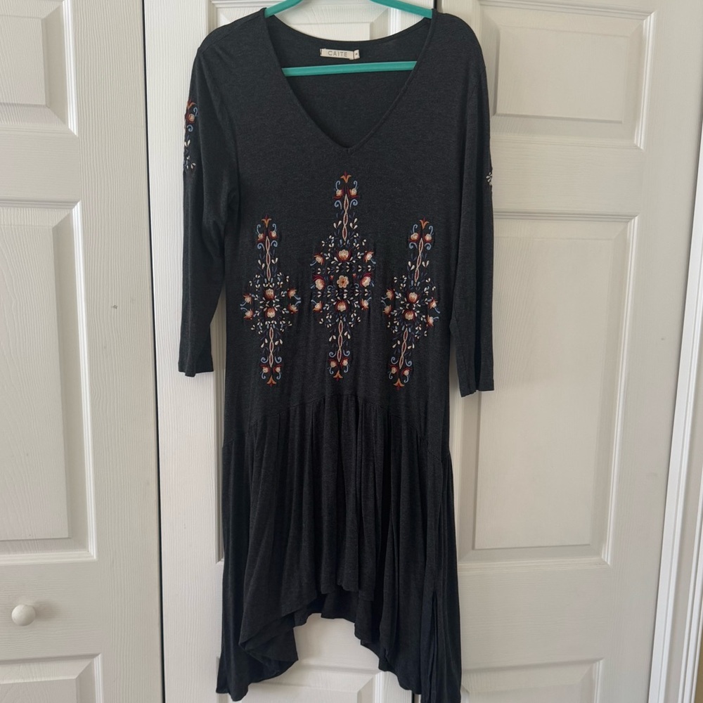 Caite black floral knit dress size S